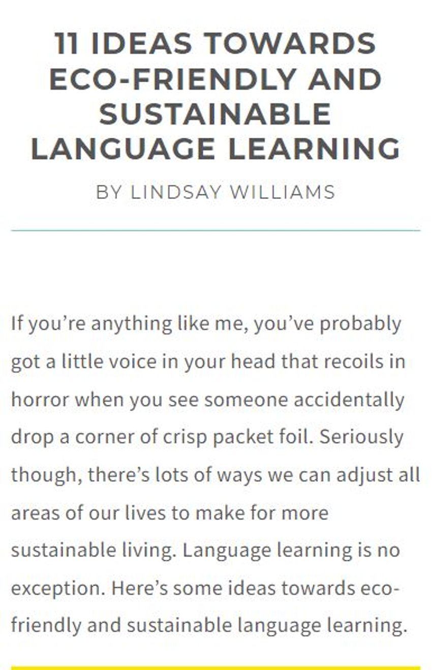 check out the full post [here](https://www.lindsaydoeslanguages.com/11-ideas-towards-eco-friendly-and-sustainable-language-learning)