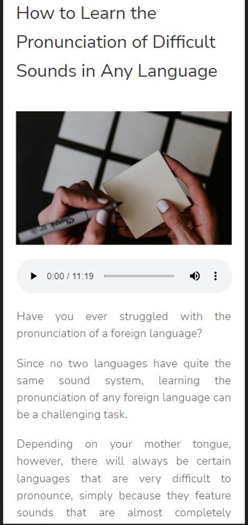 check out the full post [here](https://www.lucalampariello.com/pronunciation-of-difficult-sounds)