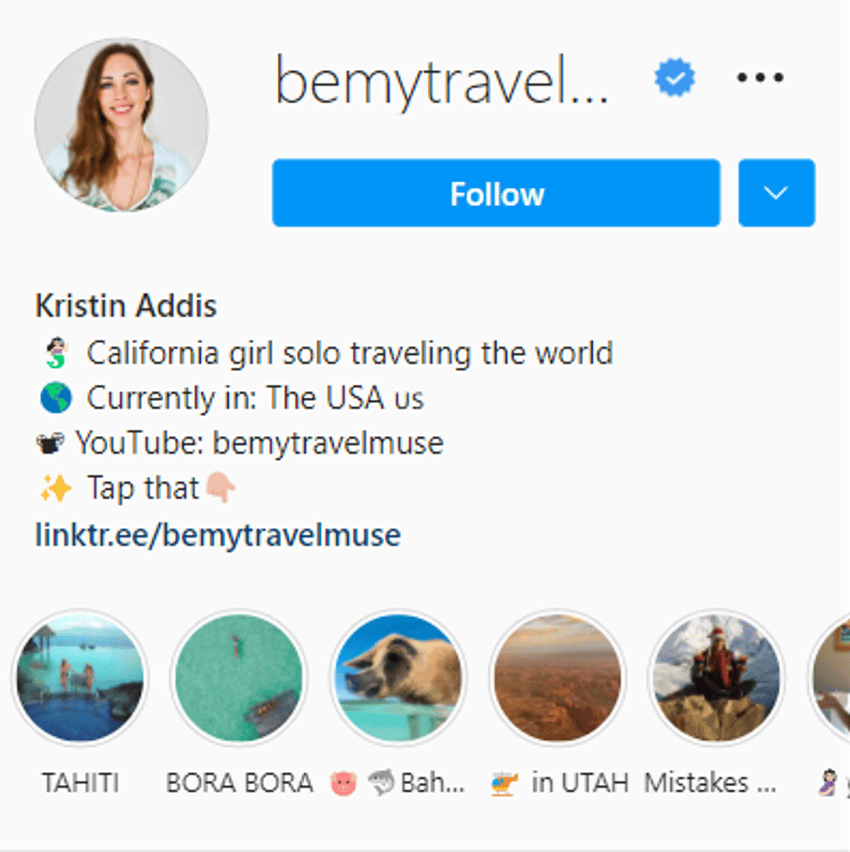 travel account bio